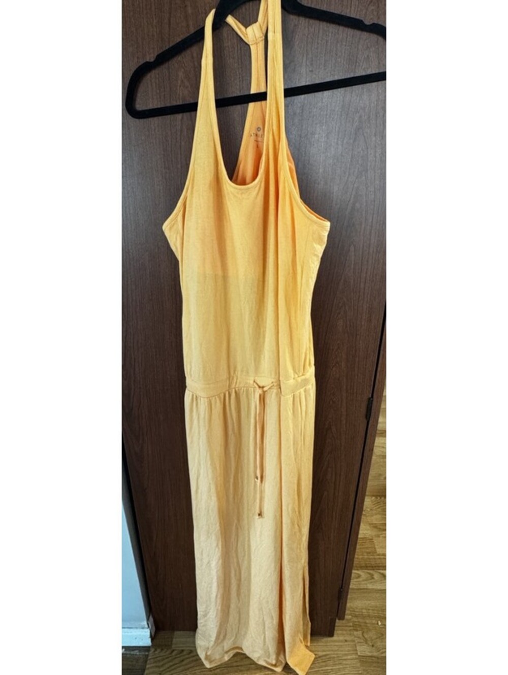 Athleta Cressida Maxi Dress L Orange Lyocell Silk Racerback Built In Bra